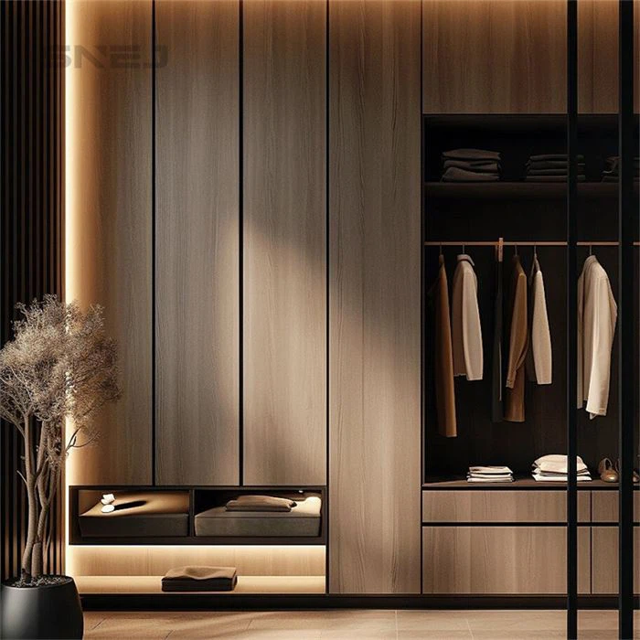 Open Customizable Wooden Modern Wardrobe Solutions